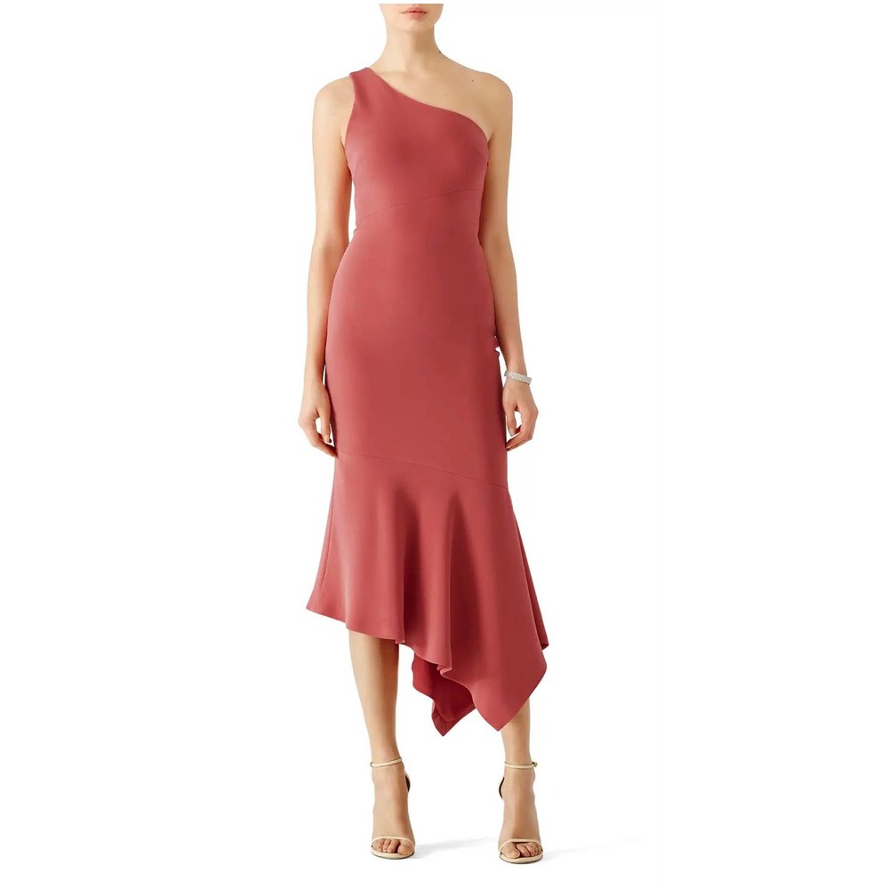 Cinq a' Sept Pink Dulcina One Shoulder Midi Dress
